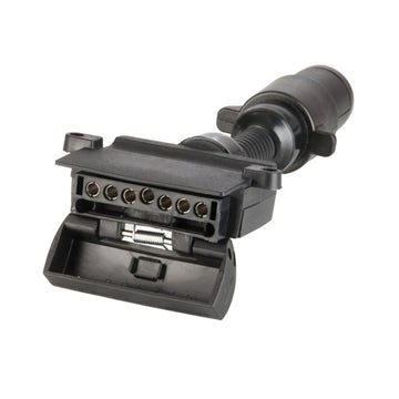 Black vacuum attachment on a white background - 7 Pin Flat (Trailer) to 6 Pin Round Small Female (Car)