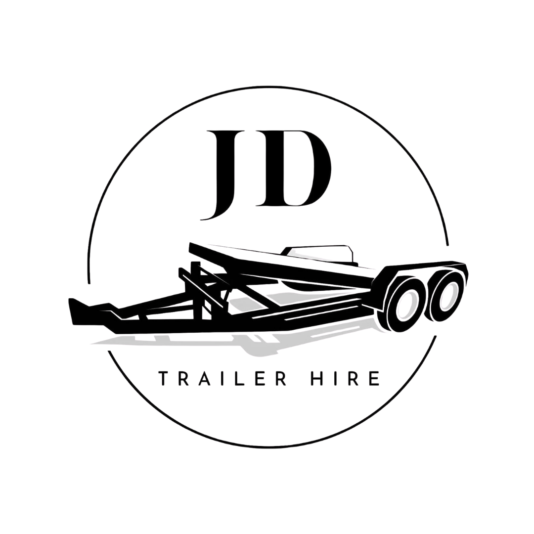 Logo of JD Trailer Hire with a trailer illustration and 'JD' initials.