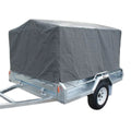 cage trailer hire Brisbane​ - Small trailer with a gray cover on a white background