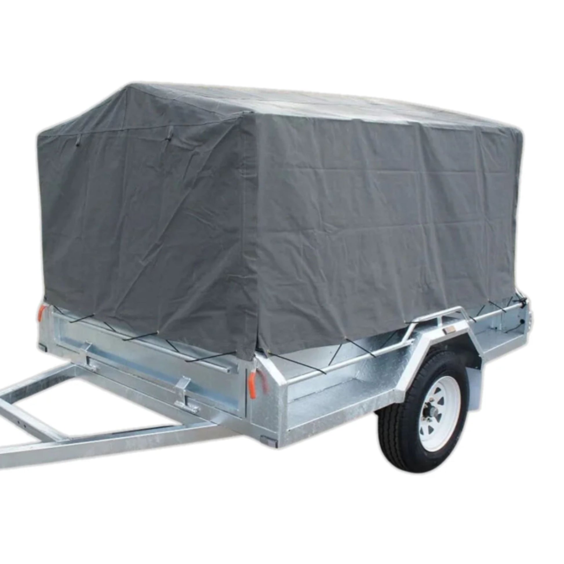 cage trailer hire Brisbane​ - Small trailer with a gray cover on a white background
