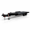 Car Trailer Hire Brisbane - Black flatbed trailer on a white background