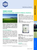 Advertisement for DSMA CLEAR grassweed control product by Barmac with text and images of a field and product packaging.