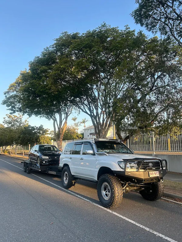 Heavy-duty car trailer hire in Brisbane ready for vehicle transport